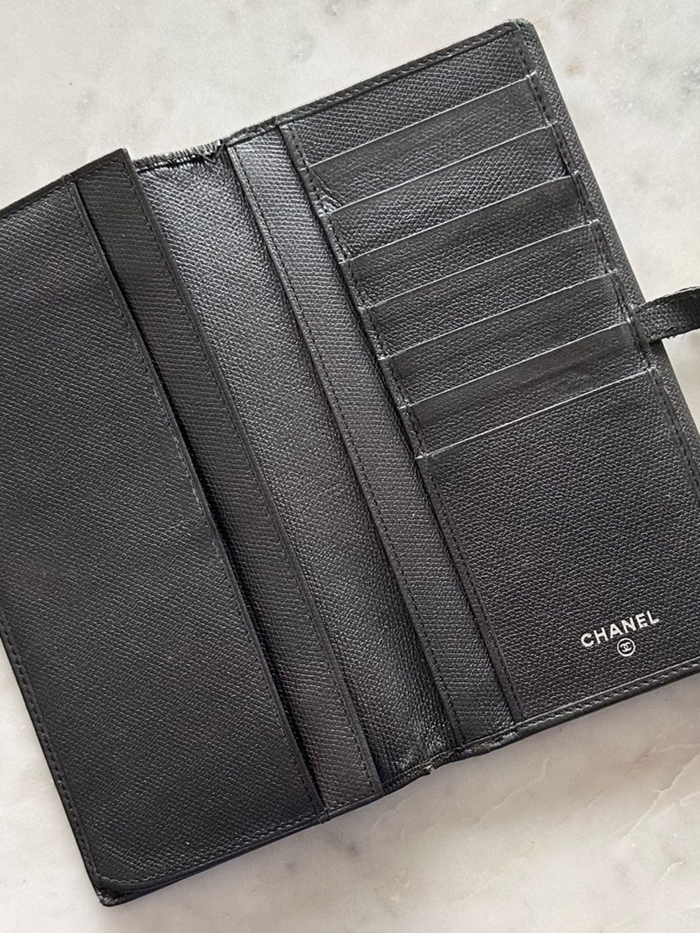CHANEL Black Caviar Leather Long Wallet with CC Button - Picture 6 of 10